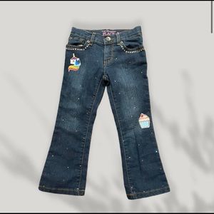 Unicorn and Cupcake bootcut rhinestone jeans